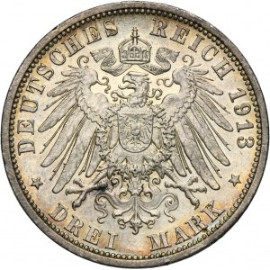 Germany, City of Lübeck, 3 Mark Berlin 1913 A - RARE