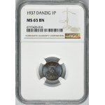 Free City of Danzig, 1 pfennig 1937 - NGC MS65 BN