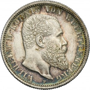 Germany, Württemberg, Wilhelm II, 2 Mark Stuttgart 1907 F