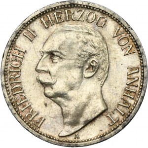 Germany, Anhalt-Dessau, Friedrich II, 3 Mark Berlin 1909 A