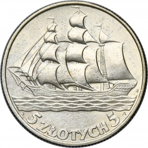 Żaglowiec, 5 złotych 1936