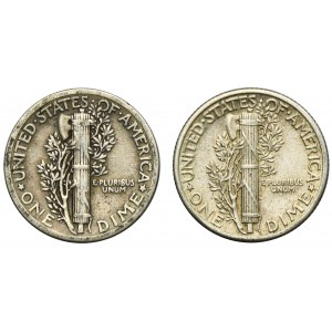 Lot, USA, 1 Dime Philadelphia 1935 i 1937 - Mercury