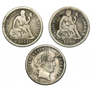 Lot, USA, 1 Dime (3 pcs.)