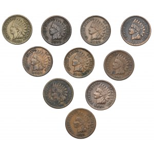Set, USA, 1 Cent - Tête d'Indien (10 pcs.)