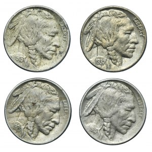 Lot, USA, 5 Cents - Buffalo Nickel (4 pcs.)