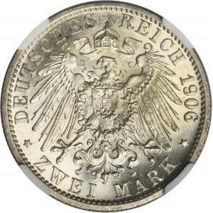 Allemagne, Royaume de Prusse, Guillaume II, 2 Marques Berlin 1906 A - NGC MS63