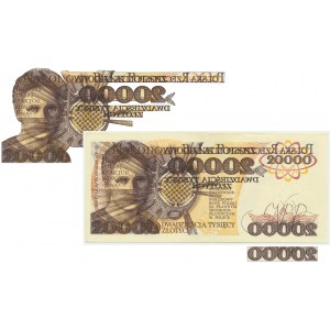 20.000 złotych 1989 - AH - DESTRUKT - awers odbity na rewersie