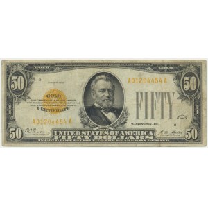 États-Unis, Certificat en or, 50 $ 1928 - Woods &amp; Mellon -