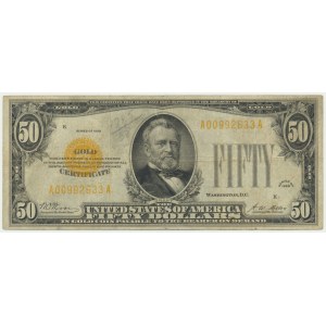 États-Unis, Certificat en or, 50 $ 1928 - Woods &amp; Mellon -
