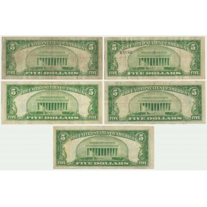 USA, 5 $ Satz 1928-34 (5 Stück).