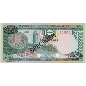 Somalie, 10 shillings 1980 - SPECIMEN - No 021 -.