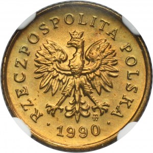 1 grosz 1990 - NGC MS66