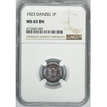 Free City of Danzig, 1 pfennig 1923 - NGC MS65 BN