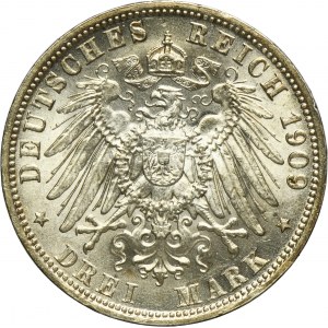 Germany, Bavaria, Otto, 3 Mark Munich 1909 D