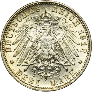 Germany, Bavaria, Otto, 3 Mark Munich 1912 D