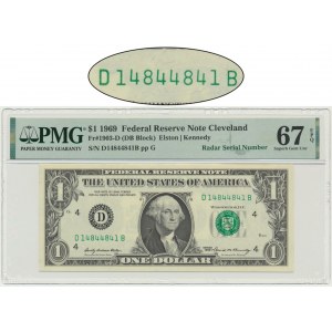 USA, 1 Dollar 1969 - Cleveland - Elston & Kennedy - radar serial number - PMG 67 EPQ