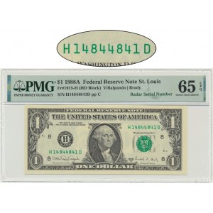 USA, 1 Dollar 1988 - St. Louis - Villalpando & Brady - radar serial number - PMG 65 EPQ