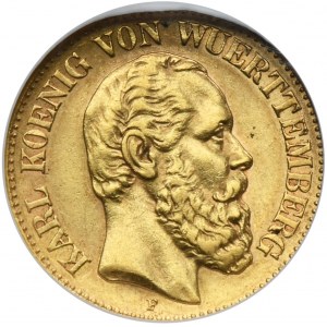 Germany, Württemberg, Karl von Württemberg, 10 Mark Stuttgart 1878 F