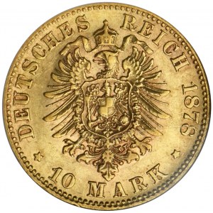 Germany, Württemberg, Karl von Württemberg, 10 Mark Stuttgart 1878 F