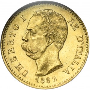 Italy, Kingdom of Italy, Umberto I, 20 Lira Rome 1882 R - GCN MS63