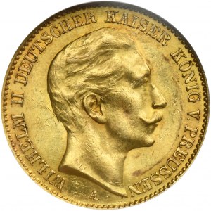 Germany, Kingdom of Prussia, Wilhelm II, 20 Mark Berlin 1912 A - GCN AU58