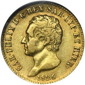 Italy, Kingdom of Sardinia, Carlo Felice, 20 Lire Turin 1826 - GCN AU53