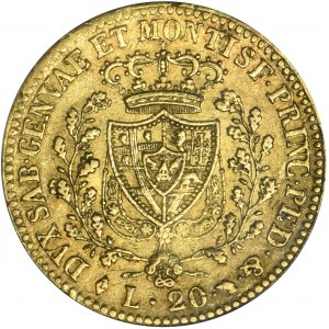 Italy, Kingdom of Sardinia, Carlo Felice, 20 Lire Turin 1826 - GCN AU53