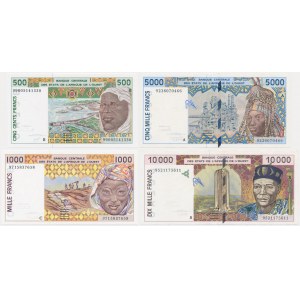 Central African States, set 500-10.000 Francs (1995-2002) (4 pcs.)