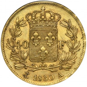 France, Charles X, 40 Francs Paris 1830 A - GCN AU55