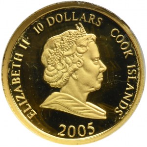 Cook Islands, Elizabeth II, 10 Dollars 2005 - John Paul II - GCN PR70