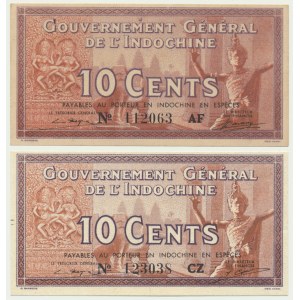 French Indochina, 10 Cents (1939) (2 pcs.)