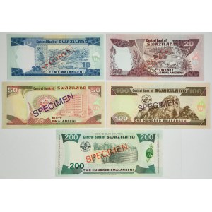 Swaziland (Eswatini), set of SPECIMENS 10-200 Lilangeni/Emalangeni (1996-98) (5 pcs.)