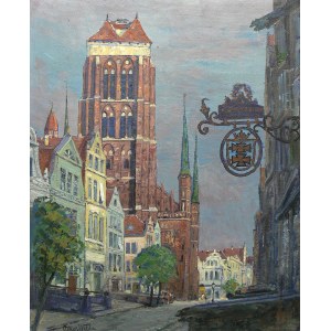 Oskar Wilda (1886-1958), Widok na Kościół Mariacki od strony ulicy Piwnej