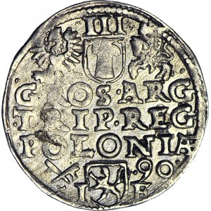 Zygmunt III Waza, Trojak Poznań 1590 IF, szeroka twarz
