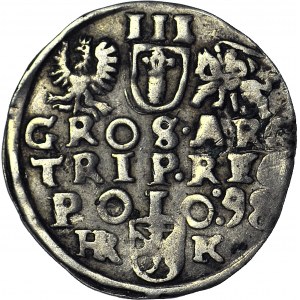 R-, Zygmunt III Waza, Trojak 1598, Wschowa, litery HR-K
