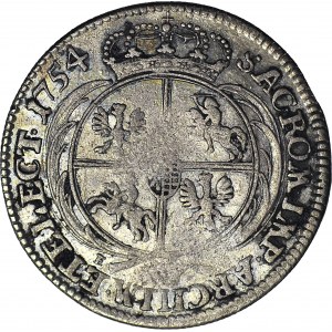 RR-, Augustus III Sas, Ort 1754, Leipzig, rare small bulldog bust