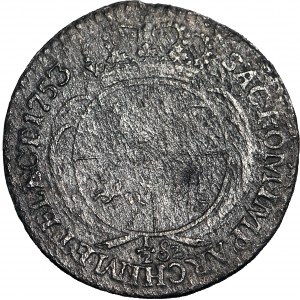 RRR-, August III Sas, Trojak (1/2 Sechspfennig) 1753, Leipzig, R4, REPLACE