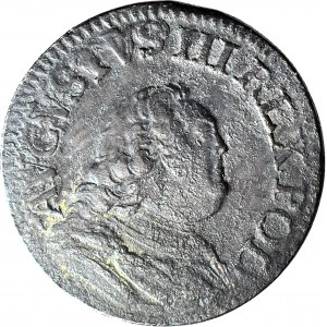 RR-, August III Sas, Grosz 1754 - cyfra 3, DUŻE LITERY, anomalny