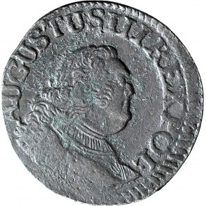 RR-, August III Sas, 1755 penny, anomálie