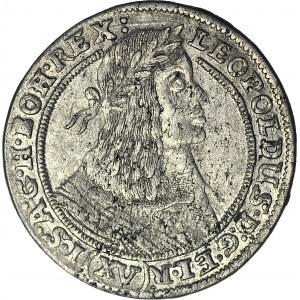 R-, Śląsk, Leopold I, 15 Krajcarów 1662 G-H, Wrocław, piękne