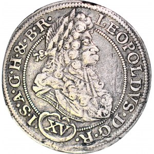 R-, Schlesien, Leopold I, 15 krajcars 1694 CB, BRZEG, selten