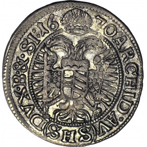 Śląsk, Leopold I, 3 krajcary 1670 SHS, Wrocław, SI, bez szarfy, ok. mennicze