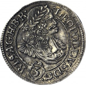 Śląsk, Leopold I, 3 krajcary 1670 SHS, Wrocław, SIL, bez szarfy