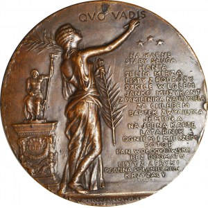 Medal brąz, Henryk Sienkiewicz, 1900r, QUO VADIS, wielki 77mm