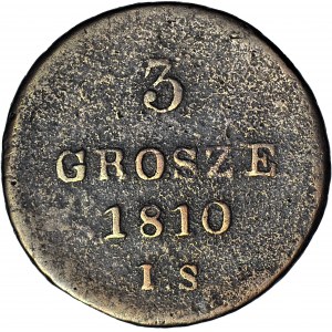 R-, Księstwo Warszawskie, 3 grosze 1810 IS, najrzadsze