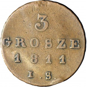 Księstwo Warszawskie, 3 grosze 1811 IS