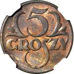 5 groszy 1938, mennicze, kolor BN