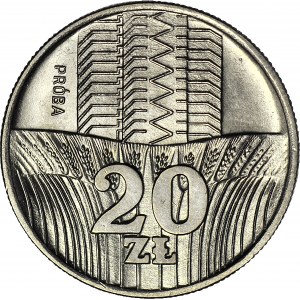 20 złotych 1973 PRÓBA, MN, Wieżowiec i kłosy, menniczy