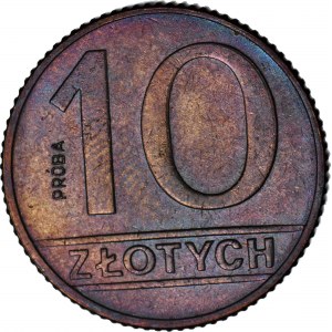 RRR-, 10 złotych 1989, Próba TECHNOLOGICZNA MOSIĄDZ, nakł 18 szt.