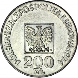 R-, 200 Złotych 1974, XXX LAT PRL, odwrotka 180 stopni